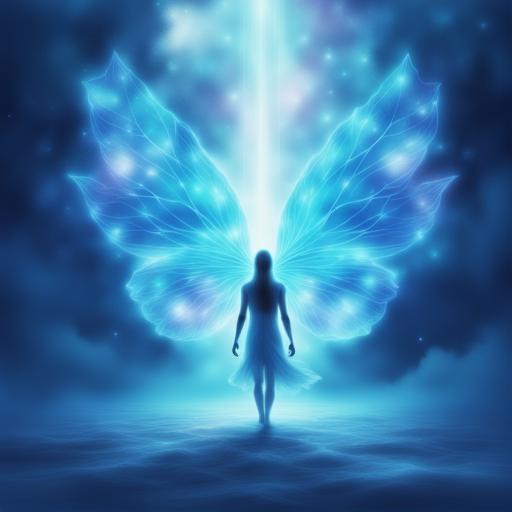 crea una imagen cuántica realista en colores indigio y azul celeste pastel con referencia a esta frase_ Guía Espiritual _ Sanación y reconexión del alma. (2)